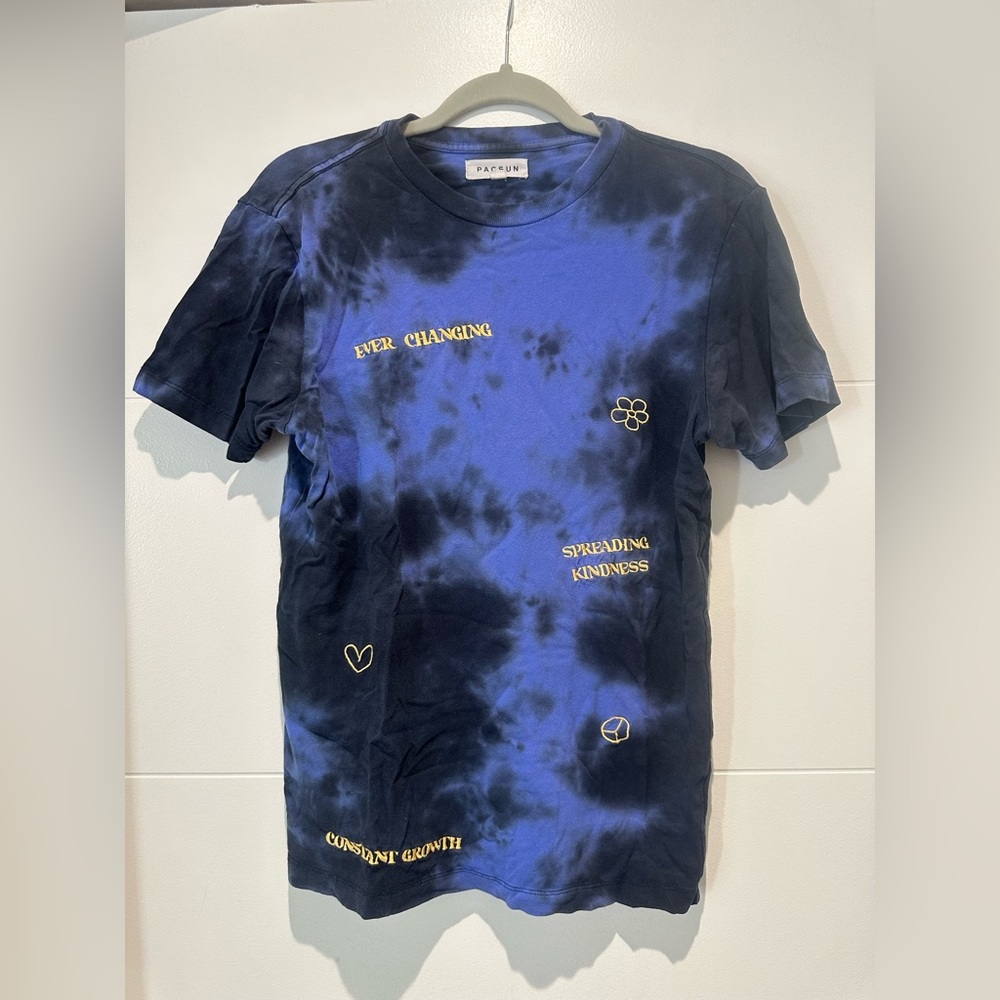 PACSUN Blue Tie-Dye Graphic T-Shirt